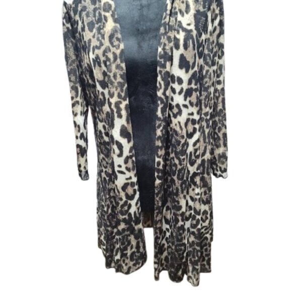 Ali Miles Flowing Leopard Print Cardigan Women's Size Small Open Front Long - Picture 8 of 12